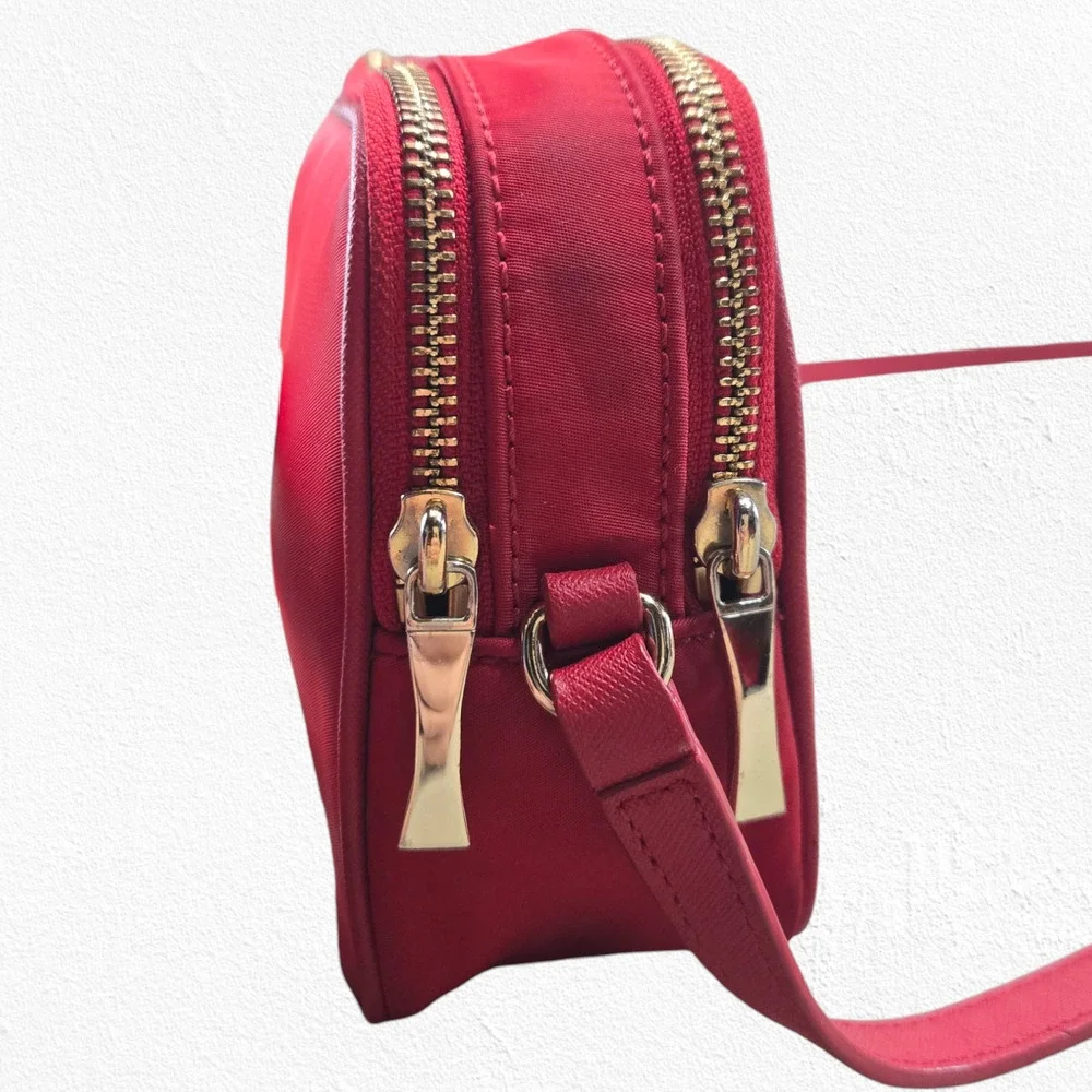 Kate Spade Red Nylon Crossbody Bag Stripe Lining Adjustable Strap Shoulder Purse